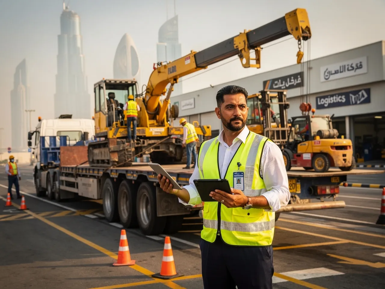 Logistics coordinator managing heavy transport in Dubai